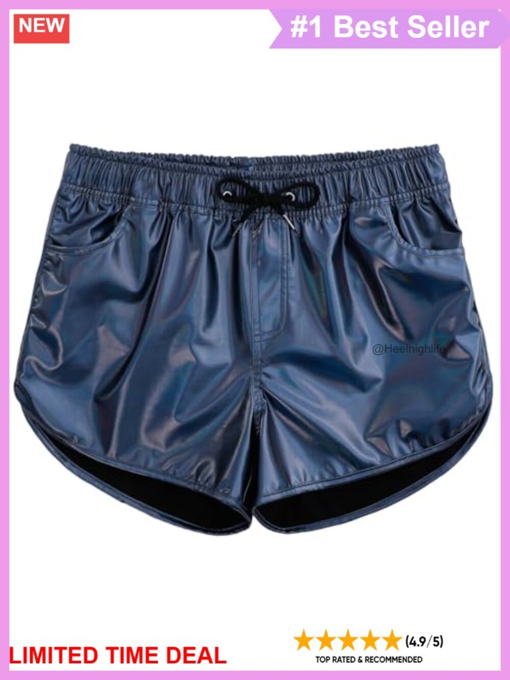 Women Retro Shiny Metallic Novelty Shorts Summer Rave Hot Casual Short Pants
